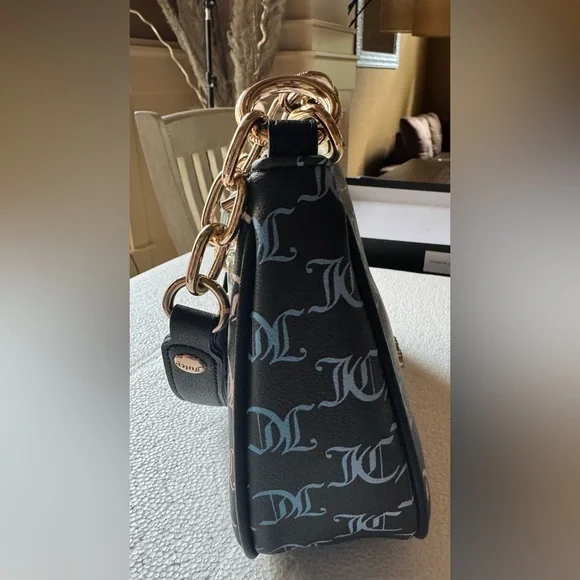 Juicy Couture Black and Blue Logo Shoulder Bag